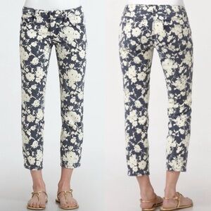 Tory Birch Alexa Cropped Skinny‎ Jeans 26 Blue Floral Preppy